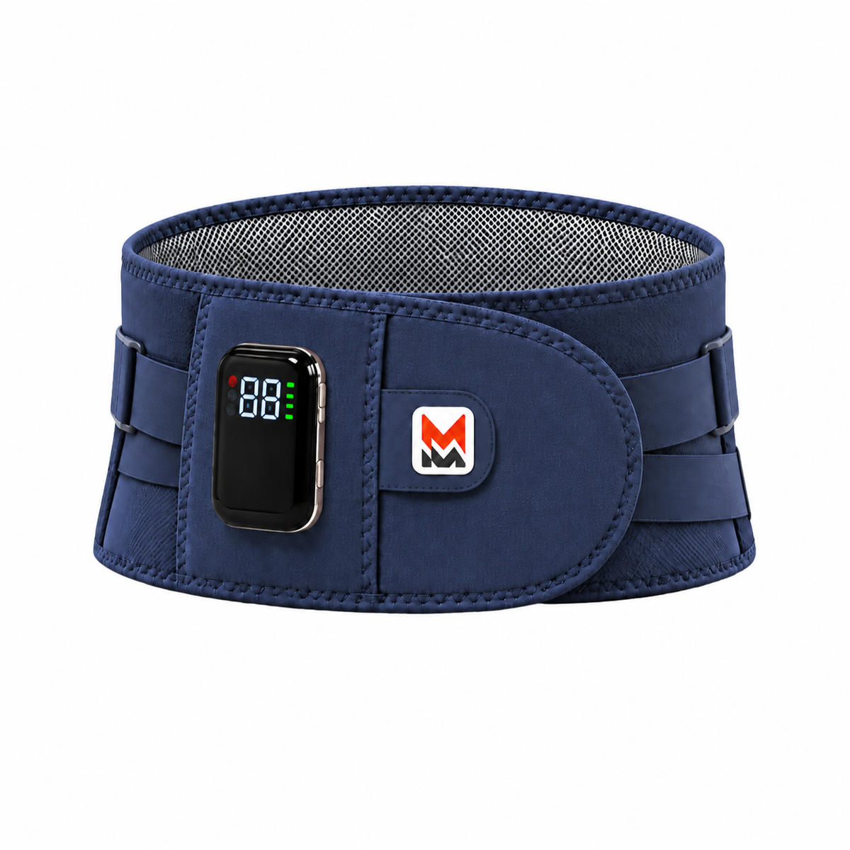 Navy LumbarRelief support belt on a white background