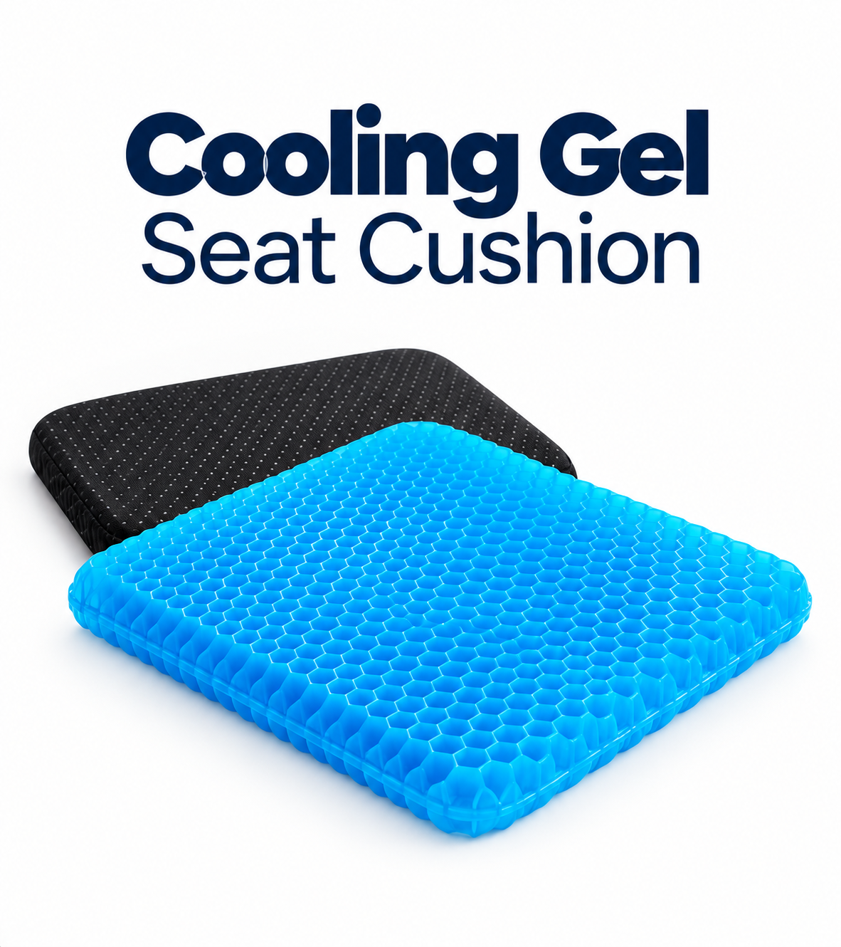 Blue cooling gel honeycomb seat cushion with black non-slip cover