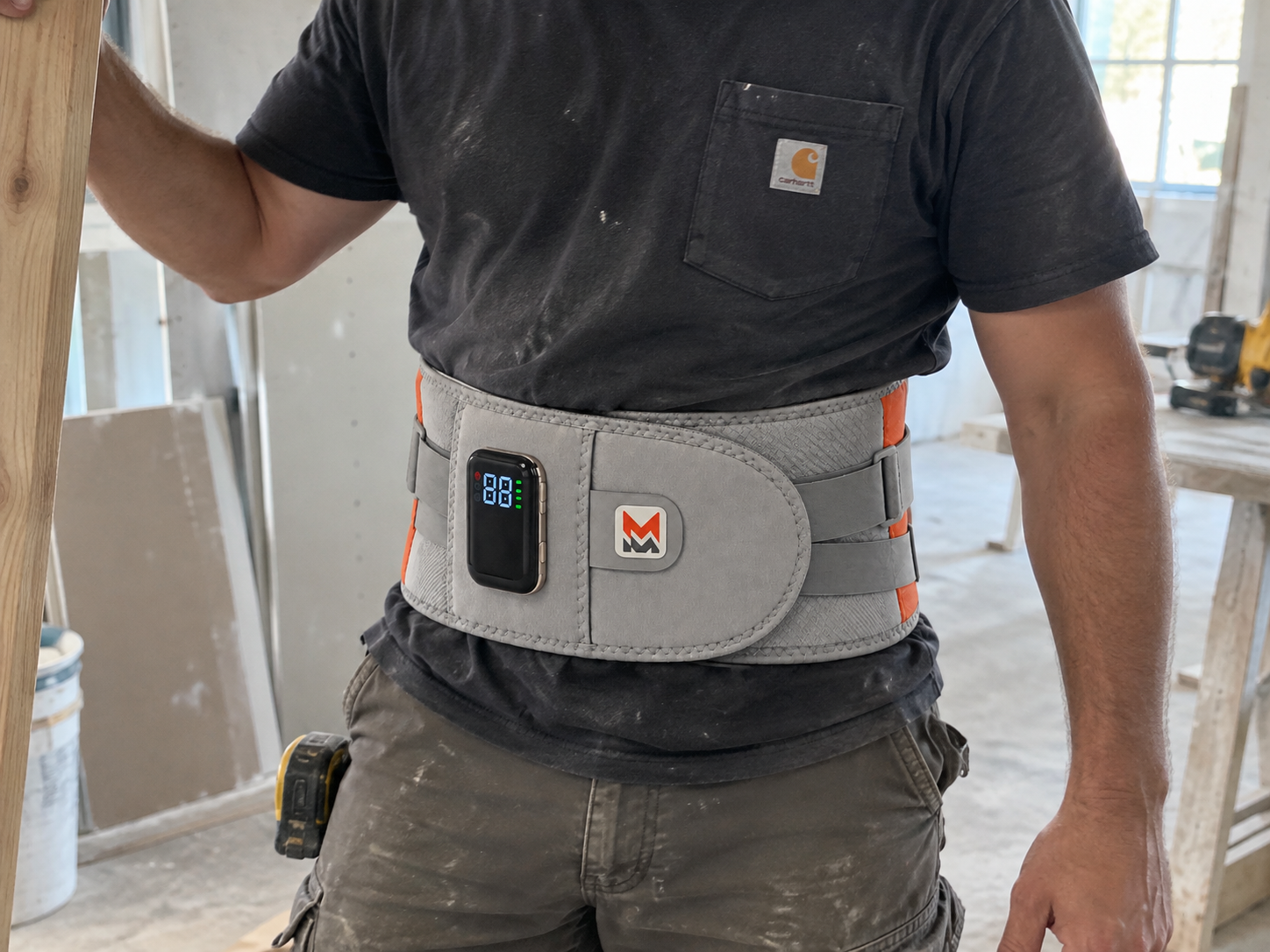 Jason Carter wearing LumbarRelief at work